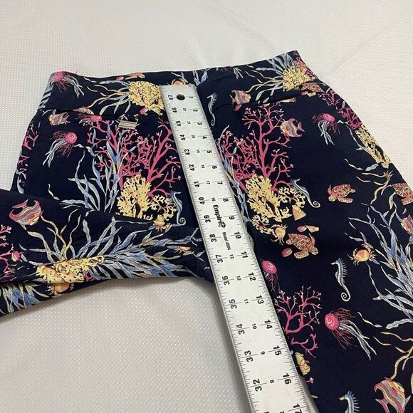 Lulu B Navy Blue Tropical Fish Capri Size 12 - Picture 7 of 8